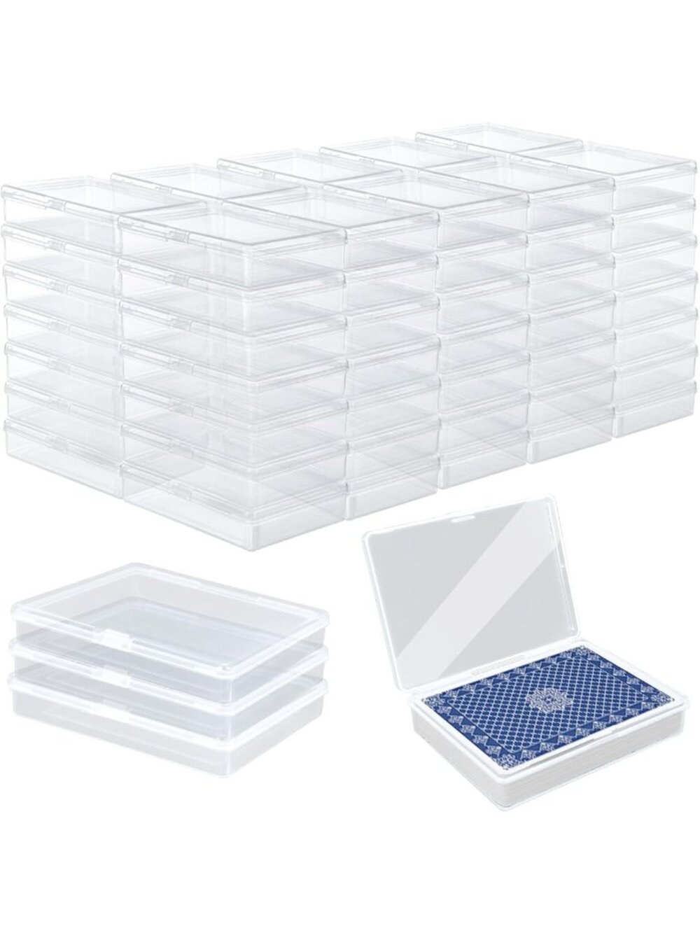 48PCS Clear Playing Card Storage Box, Plastic Game Organizer for Standard Decks